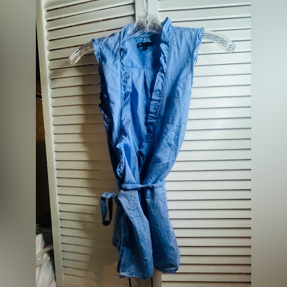 GAP Light Blue Ruffle Trim Blouse